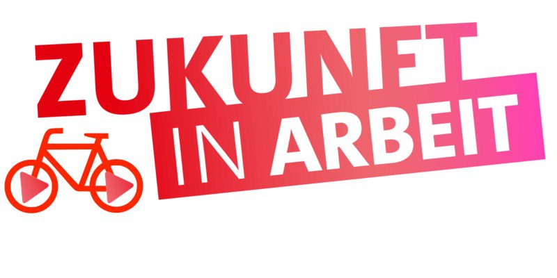 Schrift: Zukunft in Arbeit und ein Fahrrad