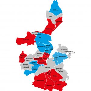 Karte von Kiel der Mitglieder der SPD-Ratsfraktion in den Stadtteilen