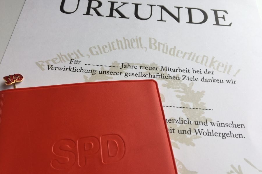 Urkunde für langjährige Mitglieder